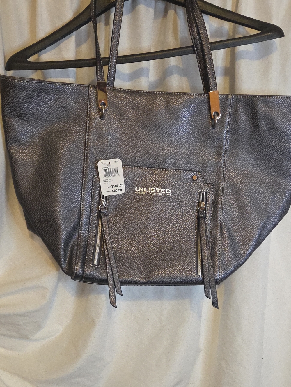Unlisted Metallic Charcoal Pebbled Tote
